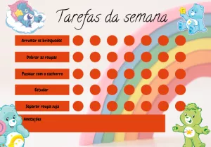 Quadro de Tarefas Ursinhos Carinhosos Editável para Imprimir