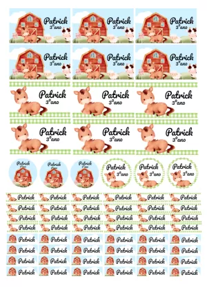 Kit de Etiquetas Escolares Fazendinha para Editar e Imprimir