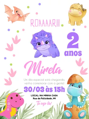 Invitación de cumpleaños Dinosaurio – Estático – Pedro Henrique