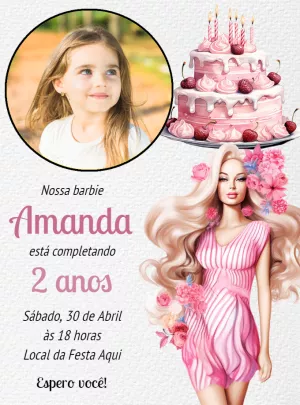Invitación de cumpleaños Barbie – Estático – Decore Arte