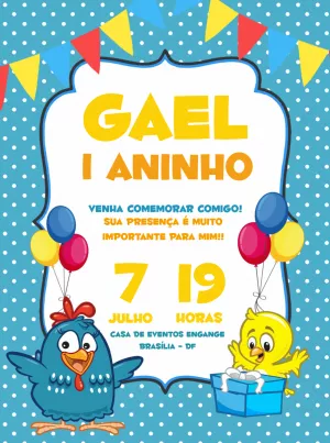 Galinha Pintadinha生日邀请函 – 静态 – Engange Digital Marketing