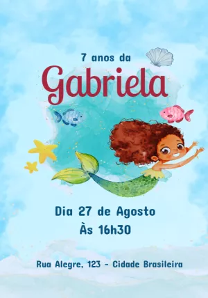Convite de Aniversário Sereia Editável Online