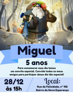 Convite de Aniversário Klaus com Personagens para Editar