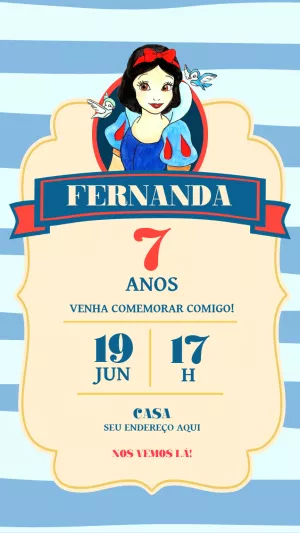 Convite Aniversário Branca de Neve para Editar Online