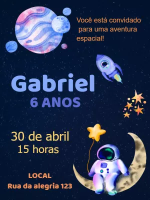 Invito di compleanno Astronauta – Statico – Nailza