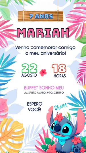 Invitación de cumpleaños Stitch – Estático – Felicity Artes