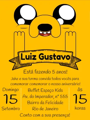 Convite de Aniversário Jake do Hora de Aventura para Editar Online