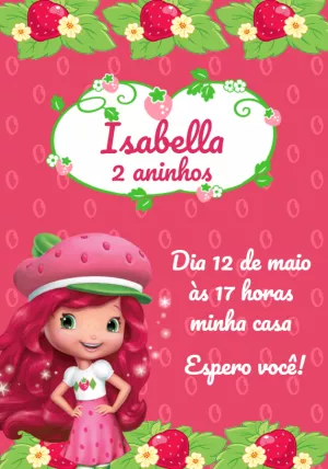 Convite de Aniversário Moranguinho para Editar Online