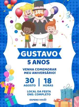 Convite de Aniversário Mundo Bita com Personagens para Editar