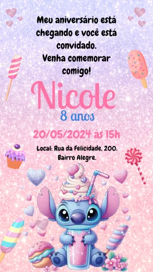 Stitch Birthday Invitation – Static – Bella Liz Convites