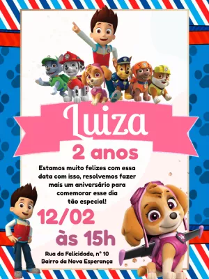 Invito di compleanno Paw Patrol – Statico – Pedro Henrique