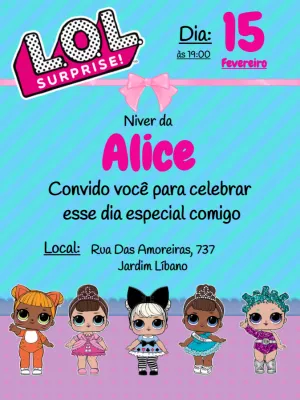 Convite de Aniversário LOL Surprise com Bonecas para Editar Online