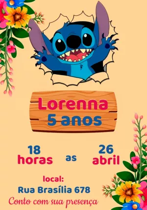 Stitch Birthday Invitation – Static – Thainá Nicolau 