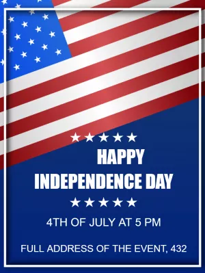 Editable Independence Day Invitation with US Flag to Edit