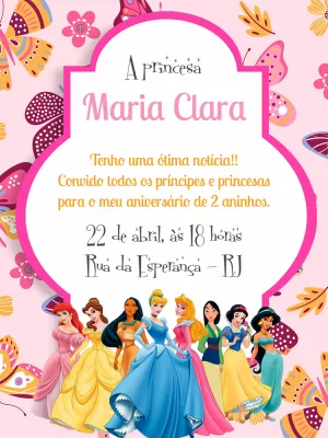 Invitación de cumpleaños Princesas – Estático – Pedro Henrique