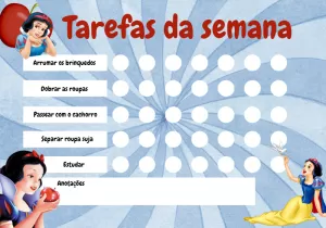 Quadro de Tarefas Branca de Neve Editável para Imprimir