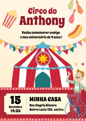 Circus Birthday Invitation – Static – PrestigioMkt