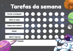 Quadro de Atividades Astronauta Editável para Imprimir