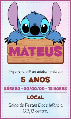 Stitch Birthday Invitation – Static – Idesign Personalizados