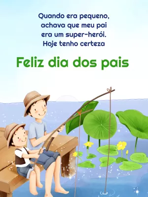 Cartão Dia dos Pais Pai e Filho Pescando para Editar Online