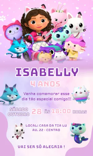 Invitación de cumpleaños La casa de muñecas de Gabby – Estático – Convites Personalizados