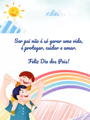Cartão Dia dos Pais Ilustrado com Pai e Filho para Editar