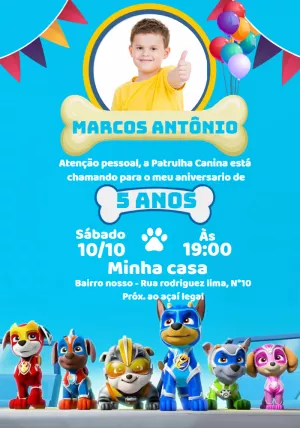 Invito di compleanno Paw Patrol – Statico – Wolf Designer
