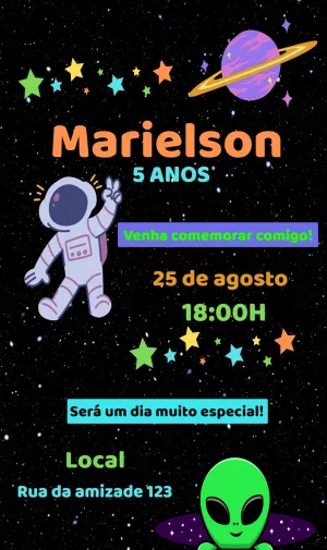 Invito di compleanno Astronauta – Statico – Nailza