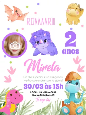 Invitación de cumpleaños Dinosaurio – Estático – Pedro Henrique