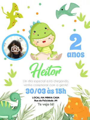 Invitación de cumpleaños Dinosaurio – Estático – Pedro Henrique