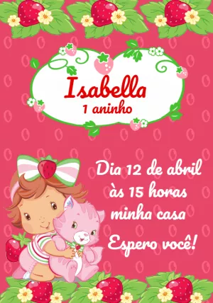Convite Aniversário Moranguinho Baby para Editar Online e Imprimir