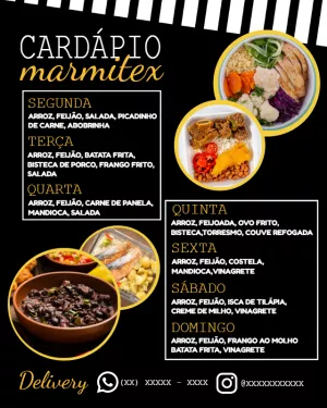 Cardápio Marmitex Semanal com Fotos para Editar Online