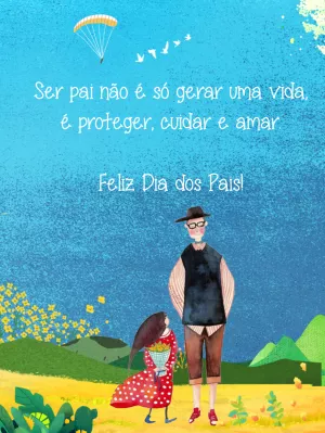 Cartão Dia dos Pais Ilustrado para Editar e Enviar Online