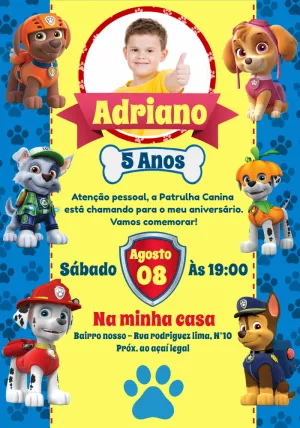 Invito di compleanno Paw Patrol – Statico – Wolf Designer