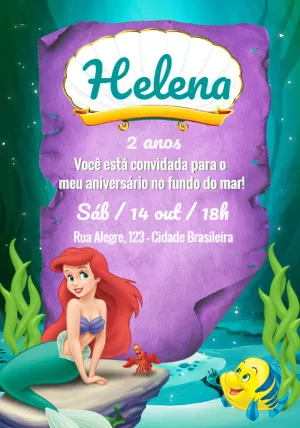 Invitación de cumpleaños La Sirenita – Estático – Michele