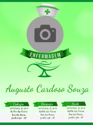 Convite de Formatura Enfermagem com Foto para Editar Online