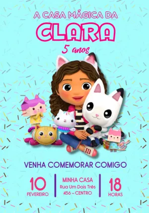 Convite Aniversário A Casa Mágica da Gabby para Editar Online