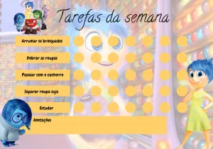 Quadro de Tarefas Divertidamente com Personagens para Editar