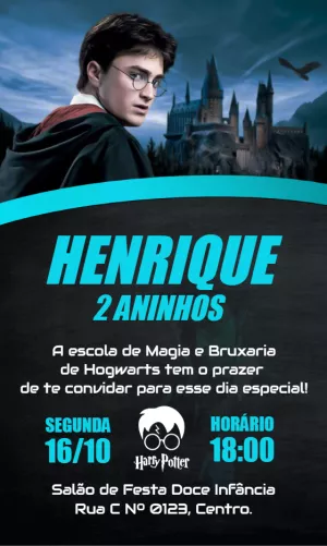Convite Aniversário Harry Potter Editável Online