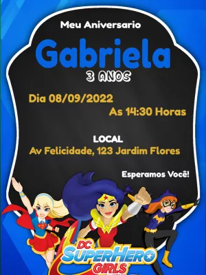 Convite Aniversário Super Hero Girls Editável Online
