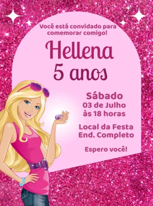 Invitación de cumpleaños Barbie – Estático – Renata Designer