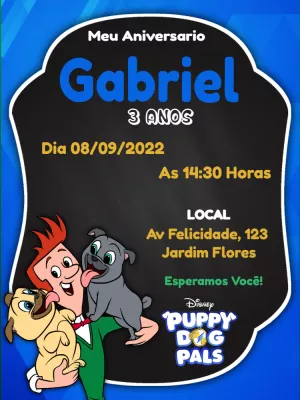 Convite Aniversário Puppy Dog Pals para Editar Online