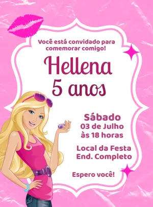 Invitación de cumpleaños Barbie – Estático – Renata Designer