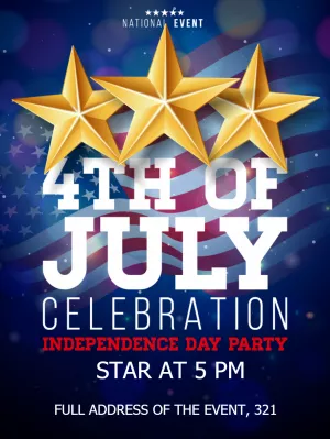 Editable 4th of July Invitation with Patriotic Stars