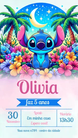 Invitación de cumpleaños Stitch – Estático – Laiane
