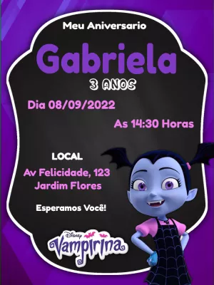 Convite de Aniversário Vampirina para Editar Online