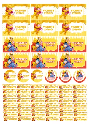 Kit Etiqueta Escolar Ursinho Pooh Editável Online