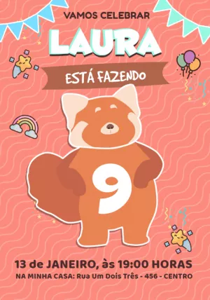 Convite Aniversário Red: Crescer é uma Fera para Editar