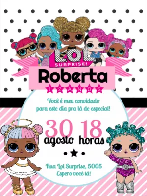 Convite de Aniversário Lol Surprise para Editar e Enviar Online