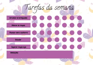 Quadro de Tarefas Cristais Mágicos para Editar e Imprimir